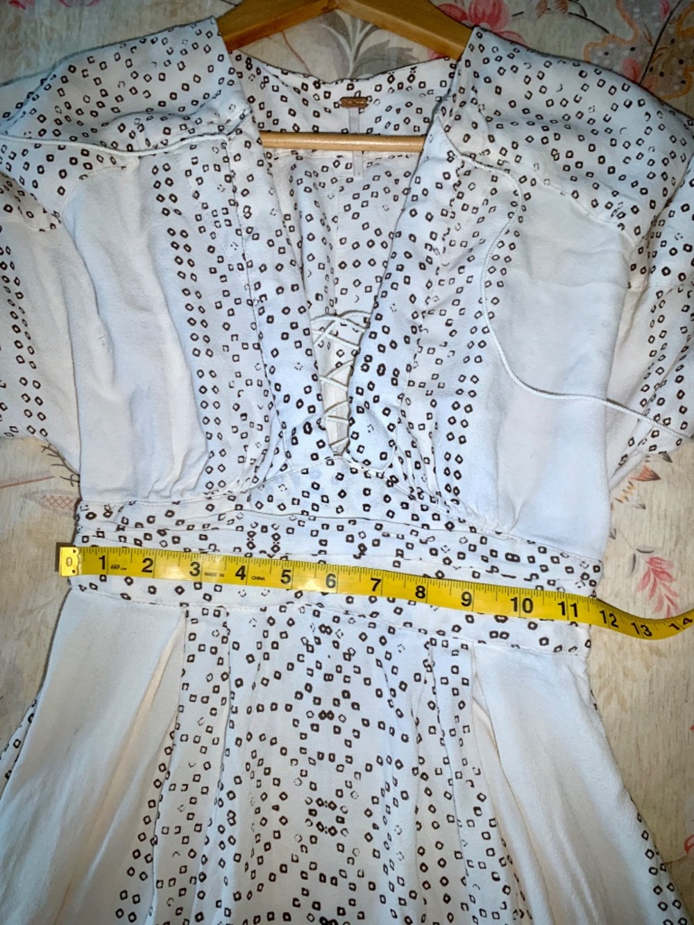 Free People Modern Kimono Pearl Combo Ivory Lace Up Tassel  Maxi Dress  Size 2 - Picture 9 of 15